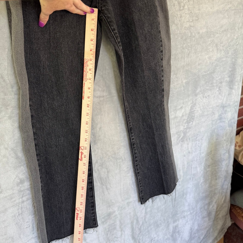 FRAME Le Pixie Crop Mini Boot Colorblock Jeans Silverwood Duo Grey Black Size 27 - Picture 7 of 9